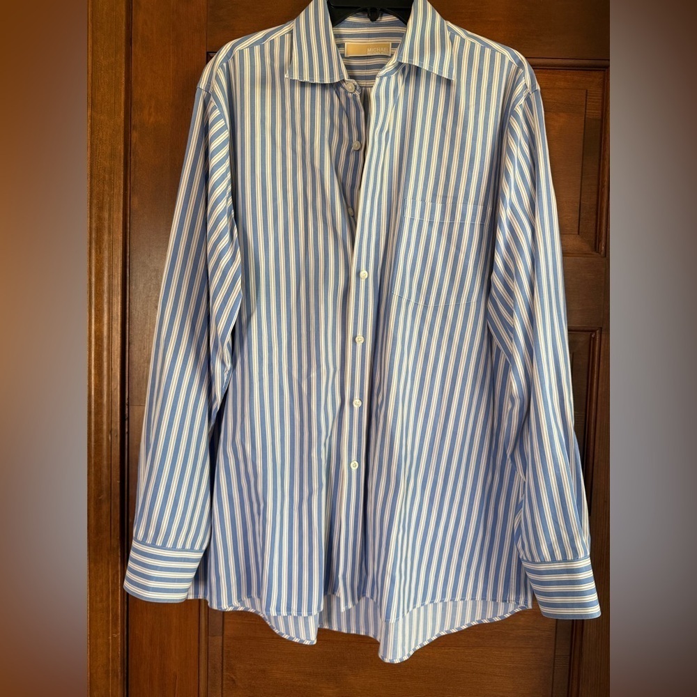 Vintage 1990s Michael Kors Vertical Stripe Button Up Dress Shirt